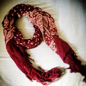 Burgundy and Gold Paisley Scarf/Wrap