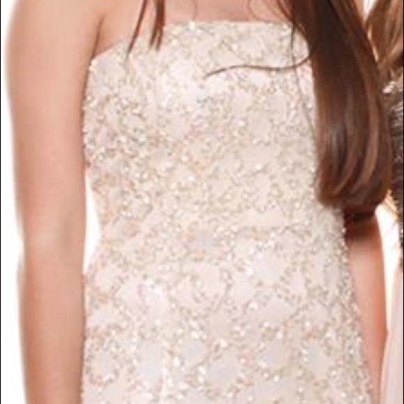 Adrianna Papell Strapless Beaded Mesh Gown - Picture 2 of 3