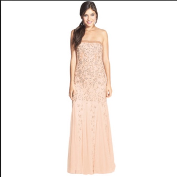 Adrianna Papell Strapless Beaded Mesh Gown - Picture 3 of 3