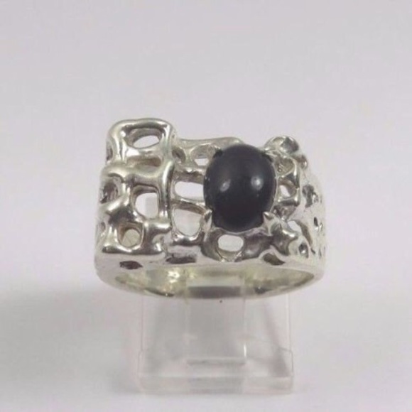 Sterling Silver Ring With Black Onyx Stone