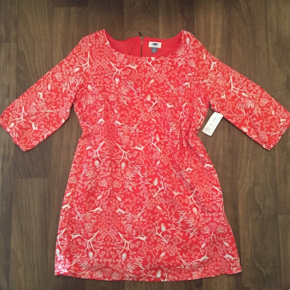 NWT Old Navy Bright Coral Print Dress