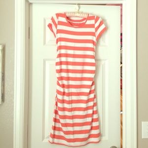 Coral & White Striped Liz Lange Maternity Dress