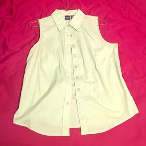 NWOT green sleeveless button up shirt