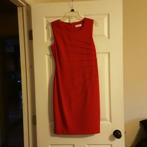Red Calvin Klein Sheath Dress