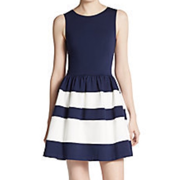 Saks Fifth Avenue RED Striped Fit & Flare Dress