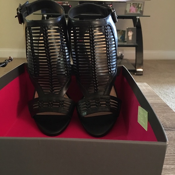 Vince Camuto "Estora" Cone-Heel Leather Sandal - Picture 2 of 4