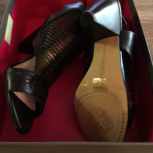 Vince Camuto "Estora" Cone-Heel Leather Sandal - Picture 3 of 4