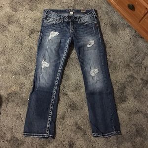 Silver jean capris