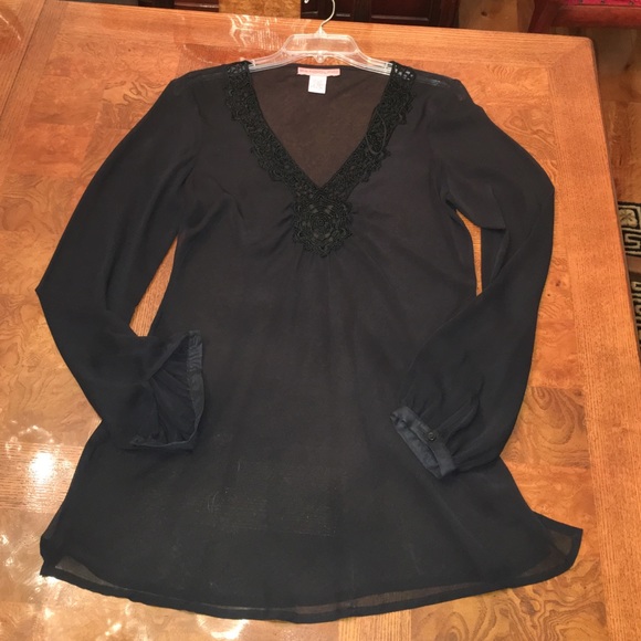 Black sheer bohemian style top