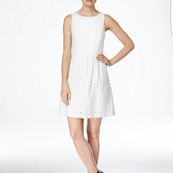 Kensie  Eyelet Fit & Flare Dress