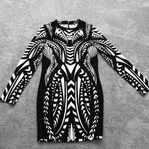 Black White Geometric Print Dress