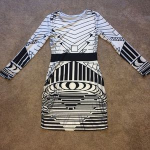 Black and white long sleeve dress