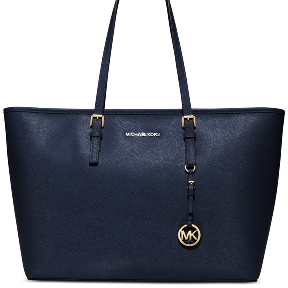 Navy blue Michael Kors jet set tote