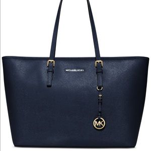 Navy blue Michael Kors jet set tote