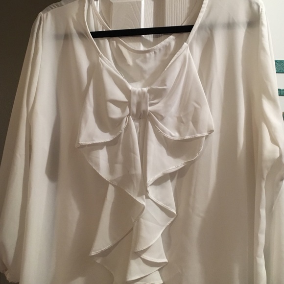 Tops - White Bow Blouse