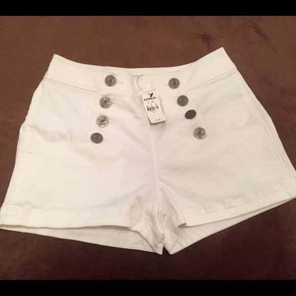 White High Rise Shorts