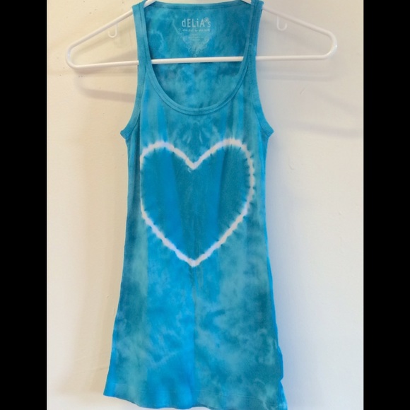 NWOT Delia’s Turquoise Blue tie-dye PEACE tank- XS - Picture 1 of 9