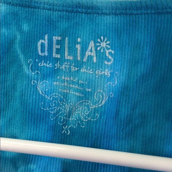 NWOT Delia’s Turquoise Blue tie-dye PEACE tank- XS - Picture 6 of 9