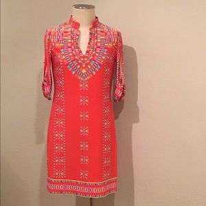 Final Sale $10 Coral jersey shirtdress 3/4 sleeve