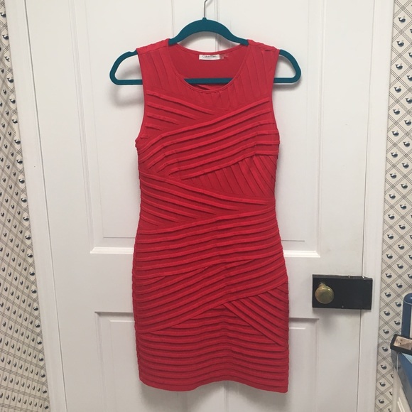 Red Calvin Klein bodycon bandage dress