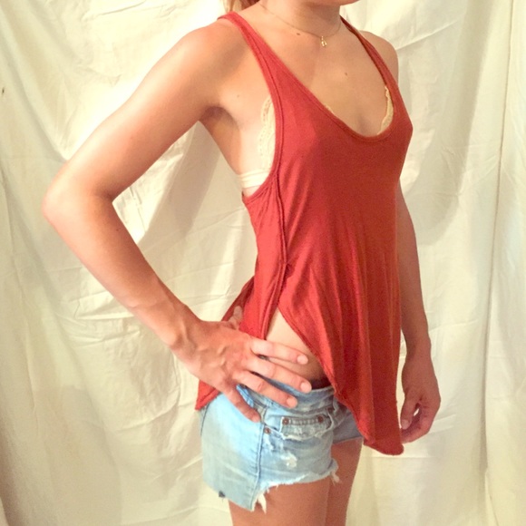 We the Free orange racerback side slit tank