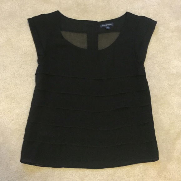American Eagle Outfitters Tops - American Eagle Black Ruffled Blouse