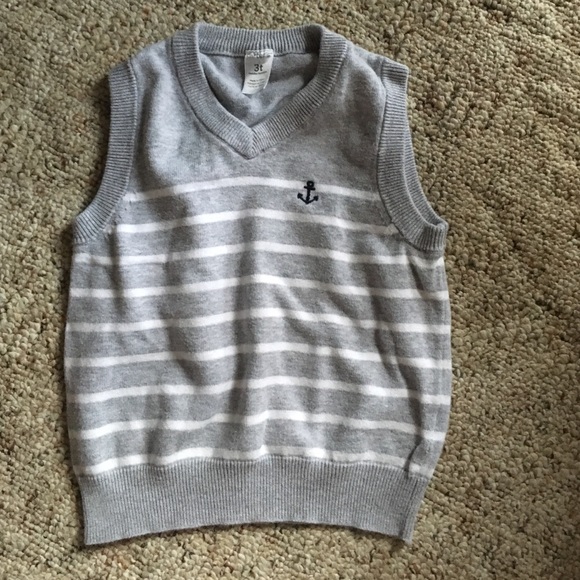 Boys Gray and White Striped Sweater Vest Size 3T