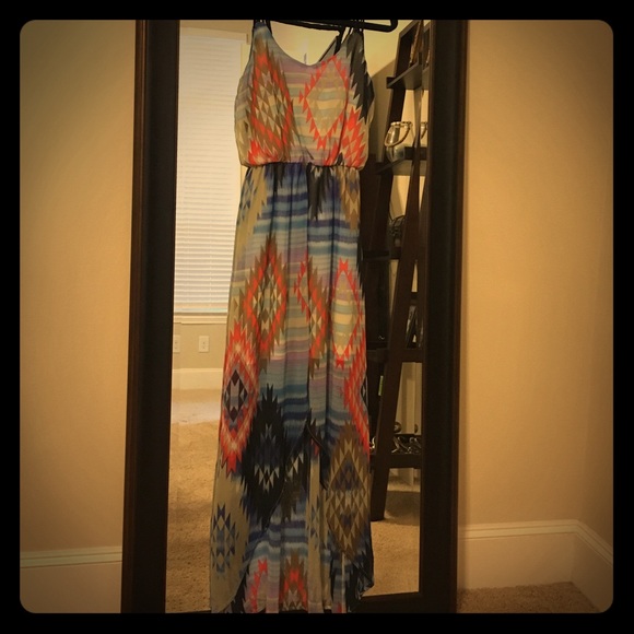 Native American inspired high low maxi