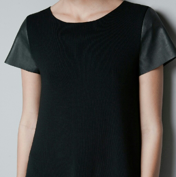 Zara Knit Top with Leather Sleeves