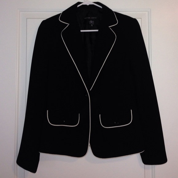 NY & Co Black/ White Trim Dress Jacket