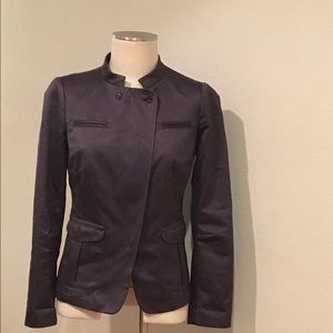 Grey satin finish jacket.