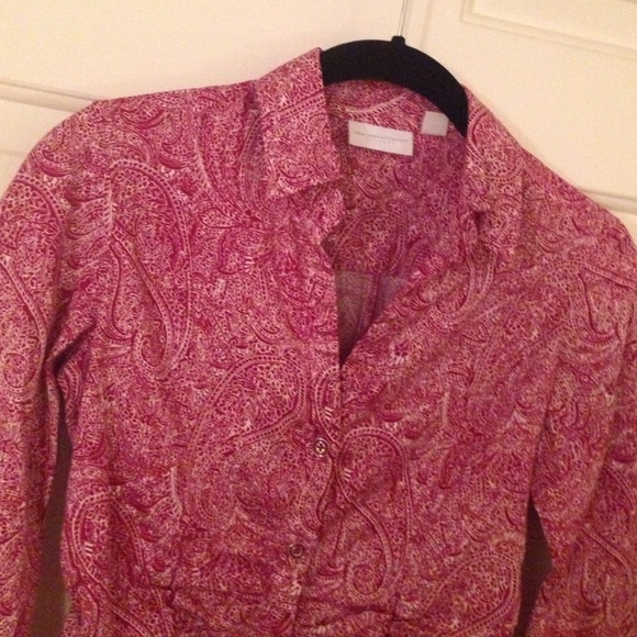 NY & Co red patterned dress shirt