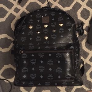 Black vegan leather backpack