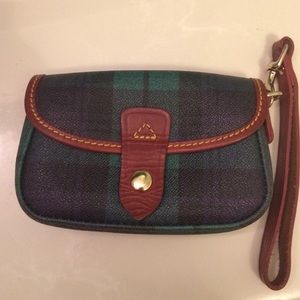 Dooney and Bourke green plaid wristlet