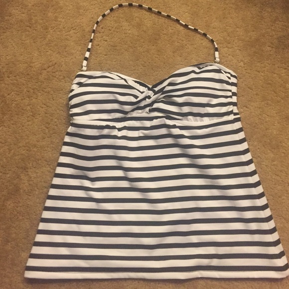 Black and white striped tankini top