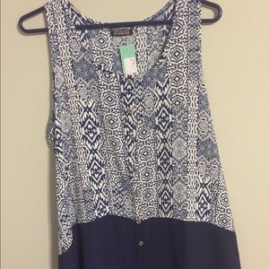 Papermoon Blue Button-Up Tank, Medium, NWT