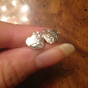 Silver Heart Stud Earrings