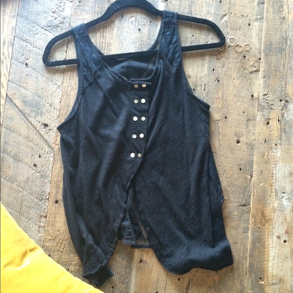 Free People | Black Button Back Tank - Picture 3 of 3