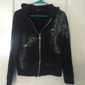BCBG Max Azria Zip-Up Peacock Hoodie