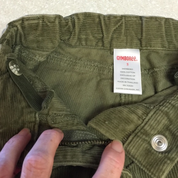 Gymboree 3T green corduroy pants with pink ribbon! - Picture 3 of 4