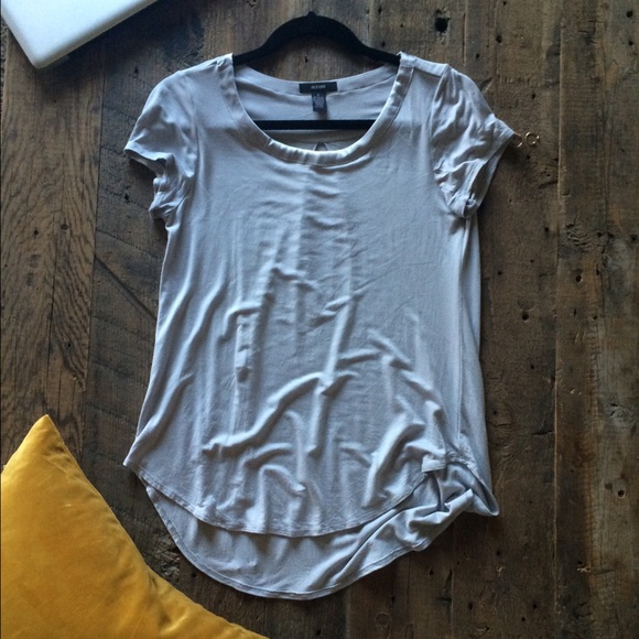 Alfani Tops - Alfani | Super Soft Silk Trim Grey Tee Alfani Tops - Alfani | Super Soft Silk Trim Grey Tee