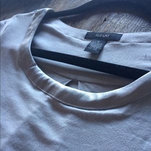 Alfani Tops - Alfani | Super Soft Silk Trim Grey Tee Alfani Tops - Alfani | Super Soft Silk Trim Grey Tee