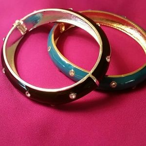 Sold as a set! Black and Teal bangles
