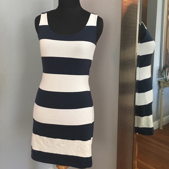 Blue and white body con dress