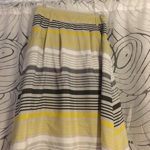 yellow, grey and black striped skirt!