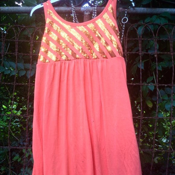 Orange Sequin Sun Dress