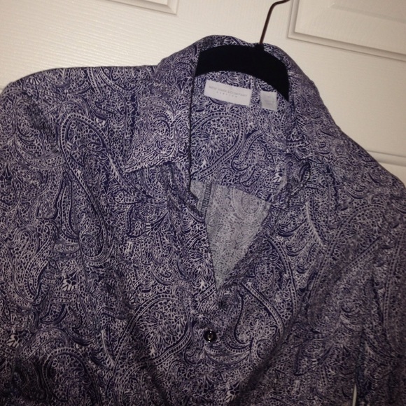 NY & Co blue patterned buttondown
