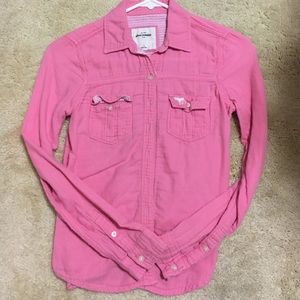 A&F pink button up shirt
