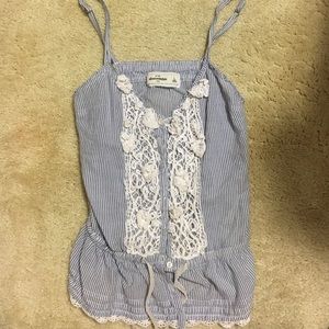 Blue and white stripped A&F shirt