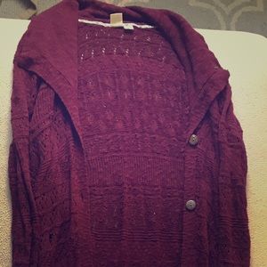 Maroon knit duster